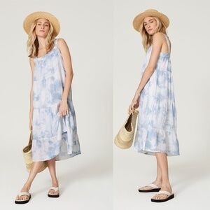 RAILS | Blue Coastal Vacation Amaya Midi Tier Dress in Cascade Tie Dye | Size XS